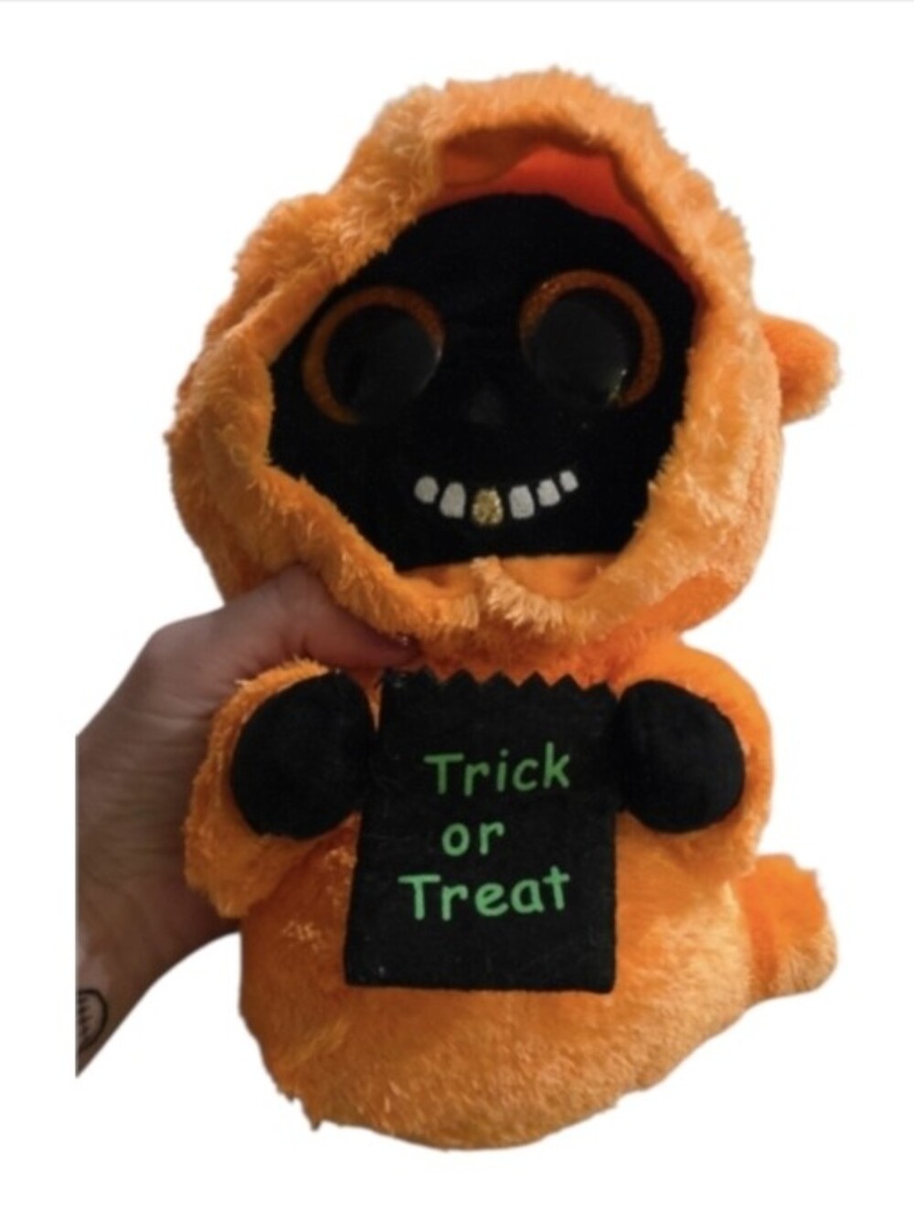 Ty Beanie Boo Retired Grinner Orange Ghost Trick or Treat Halloween Plush 9 Inch